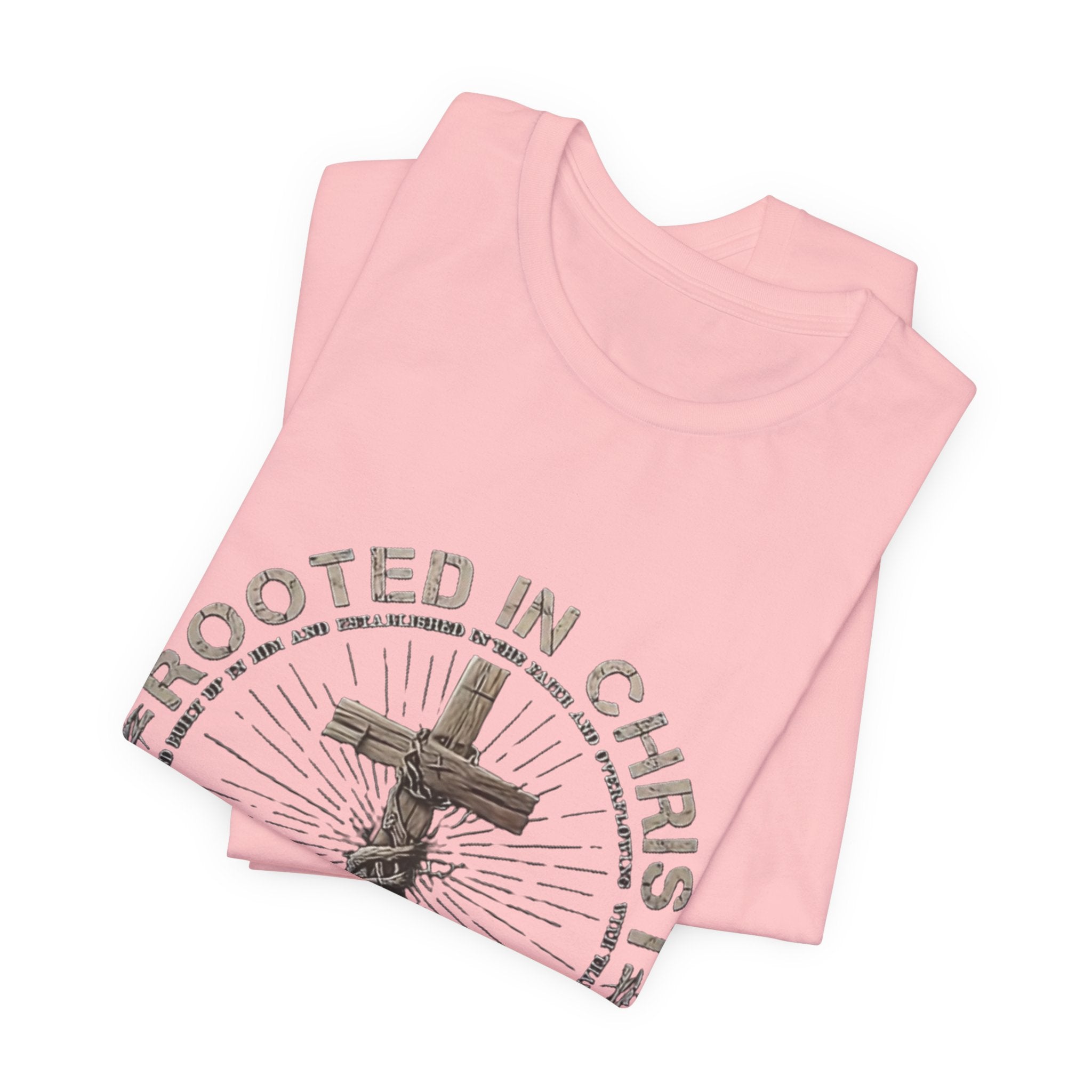 Rooted in Christ T-Shirt — Christian Cross & Roots Faith Tee